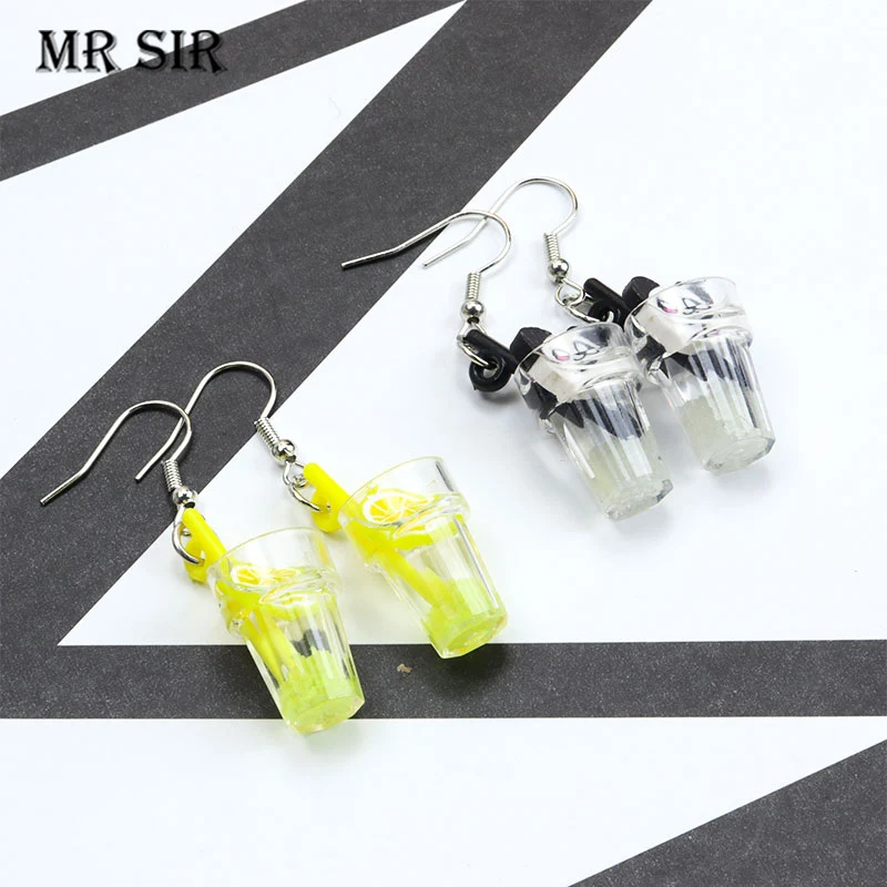 

Bubble Drink Earrings Pearl Milk Tea Charms Creative Unique Jewelry Women Girls Fruit Juice Cup Bottle Pendant Dangle Earrings