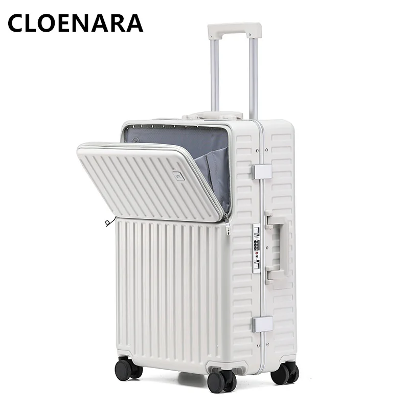 COLENARA 20''24''Inch Suitcase Front Open Aluminum Frame Trolley Case Multifunctional Boarding Password Case Laptop Luggage