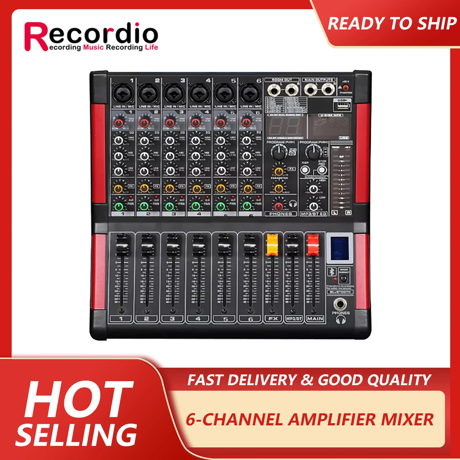 GAX-M6 профессиональная 6-канальная микшерная консоль аудио BT усилитель мощности