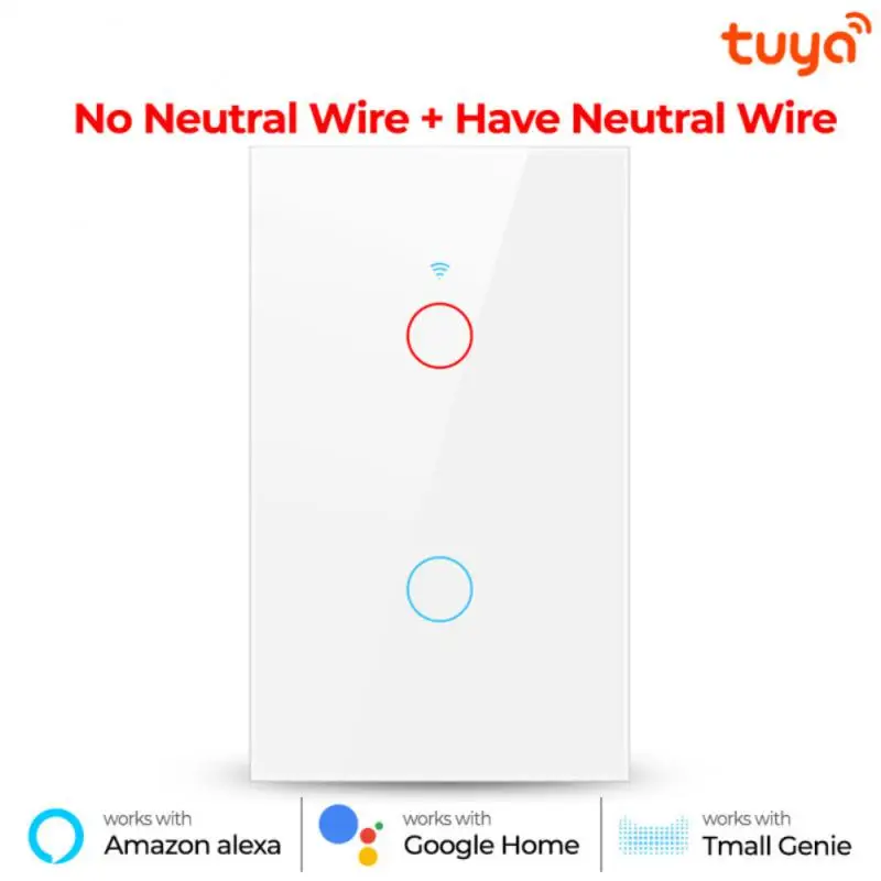 

Smart 1/2/3/4 Gang TUYA WiFi+433MHZ Smart Touch Switch Home Light Wall Button For Alexa And Google Home Assistant US Standard