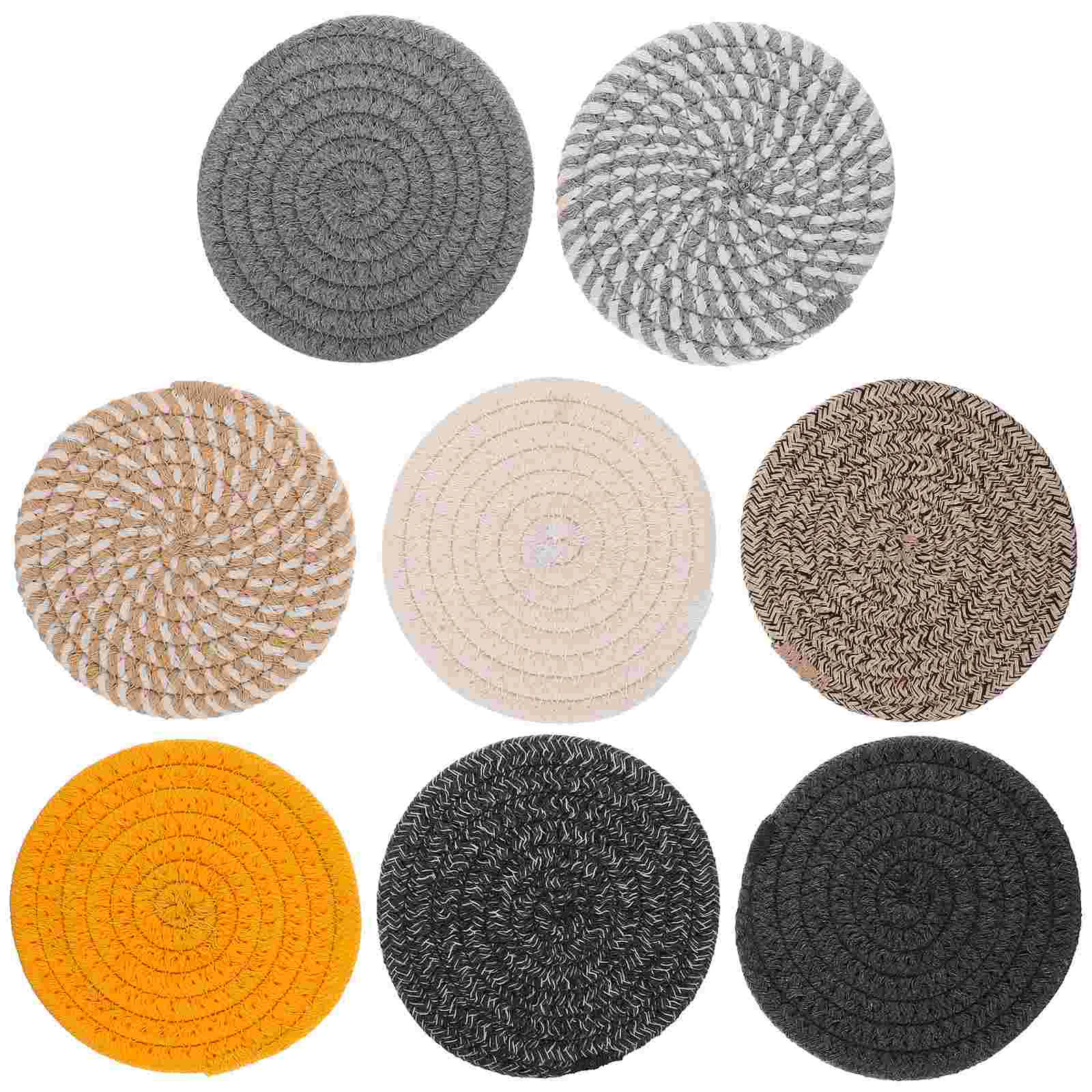 

Coasters Cup Tablemat Coaster Drink Woven Pad Cotton Holder Placemat Macrame Coffee Drinks Braided Potdesk Absorbent Pads Set