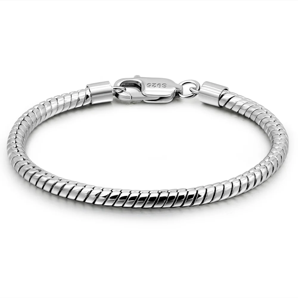 

Fashion Lovers Bracelets 925 Sterling Silver Colour Snake Round Neutral Chain Bracelet For Women Jewelry Accessories Party Gifts