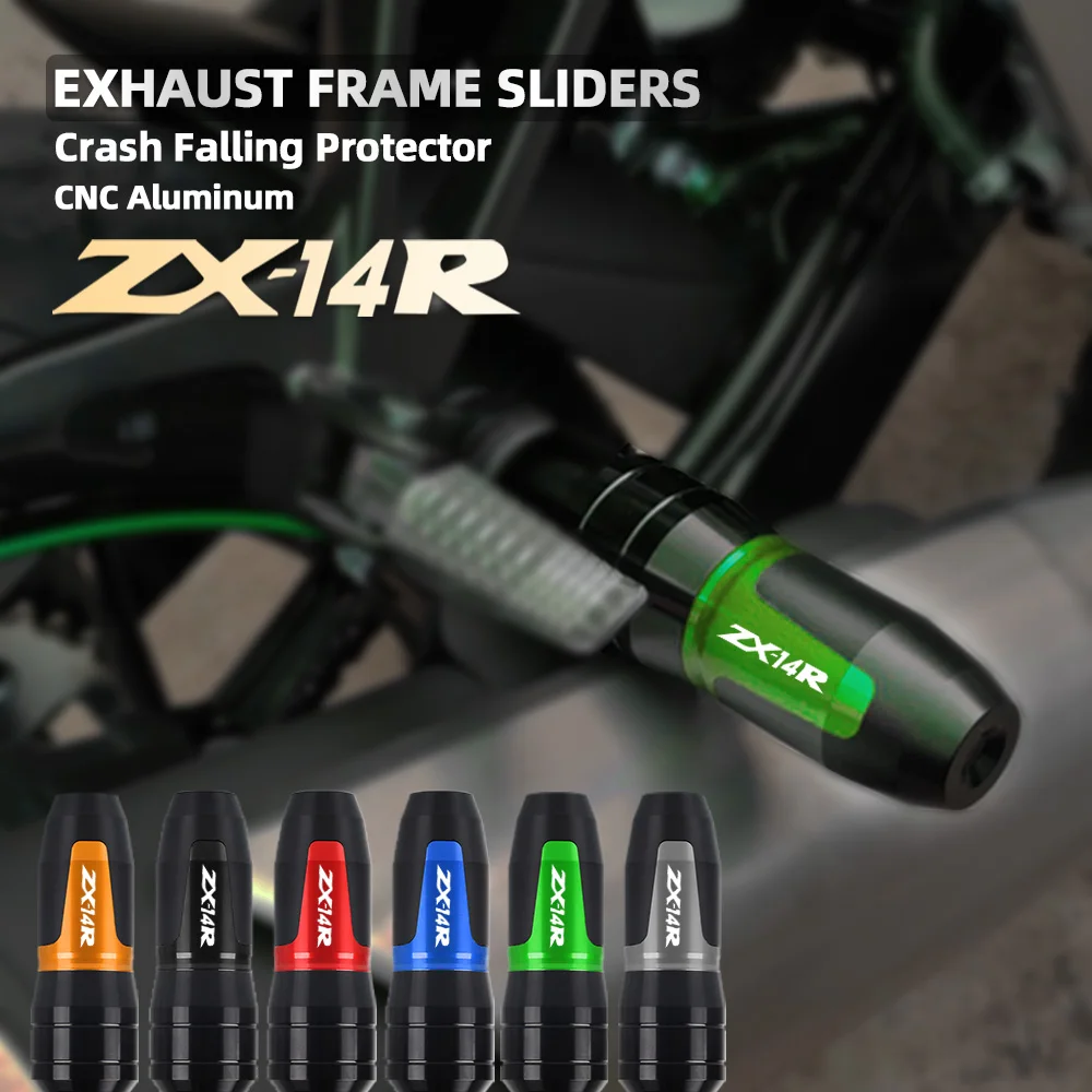 

FOR KAWASAKI ZX14R ZX-14R 2006 2007 2008 2009 2010 2011 2012-2016 accessories Exhaust Frame Sliders Crash Pads Falling Protector