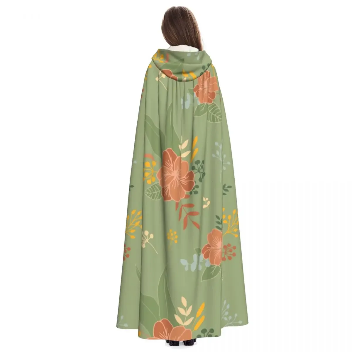 Винтажная Цветочная бесшовная накидка с капюшоном для взрослых средневековый