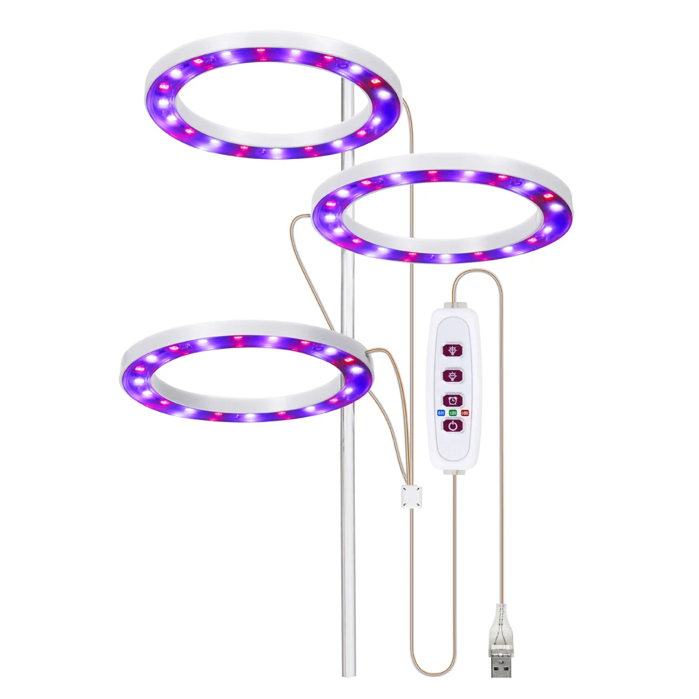 

USB IP20 Waterproof LED Grow Light Indoor Plant Growing Lamp Lighting Accessories Home Supplies 3 Heads Pink Light