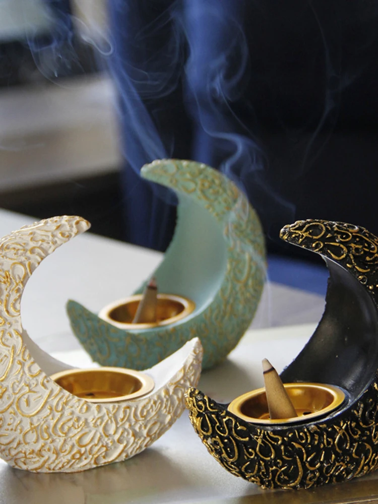 

2023 Muslim Eid al-Fitr Mubarak Arabian Censer Star Moon Incense Burner Tower Ramadan Decor Ornaments Lasser Bairam Decorations