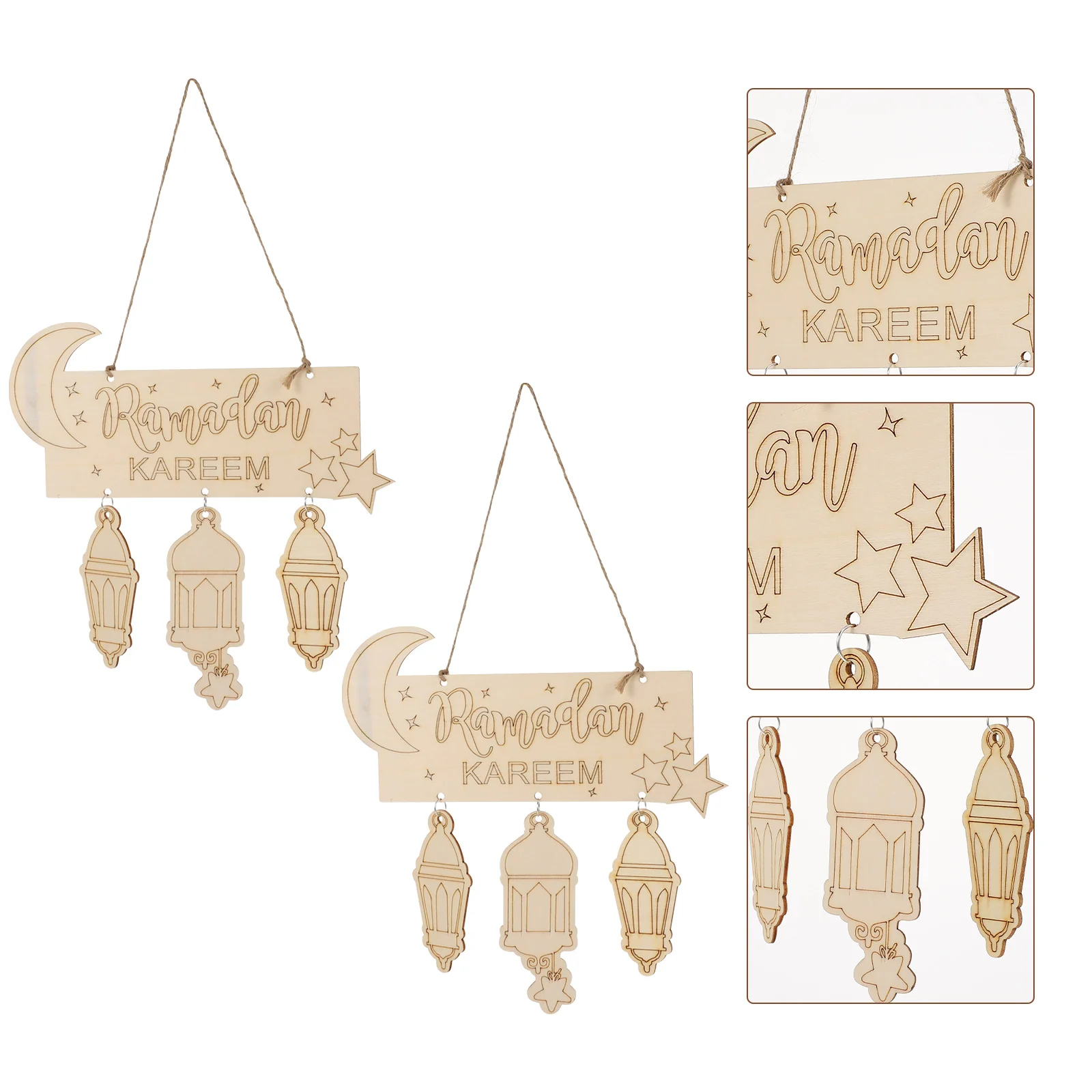 

2Pcs Eid Ornaments Gifts Chips Ramadan Pendants )