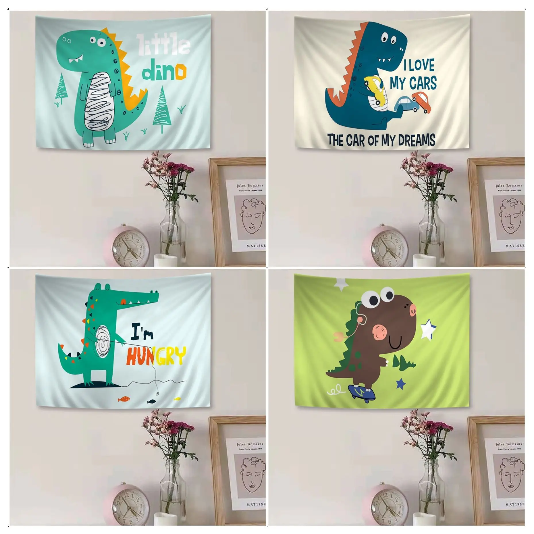 

Cartoon Dinosaur Colorful Tapestry Wall Hanging Home Decoration Hippie Bohemian Decoration Divination Wall Hanging Sheets