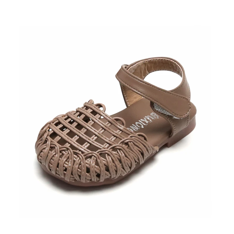

12-15.5cm Brand Solid Closed Toe Sandals For Girls Anti-slip Weave Baby Girl Shoes For Summer 0-3year Sandal Infantil For Babies