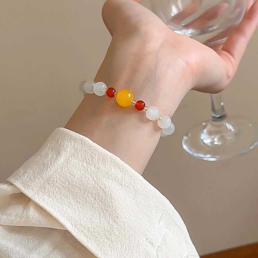 Браслет из нефритовых бусин в китайском стиле модные бусины на удачу желтые