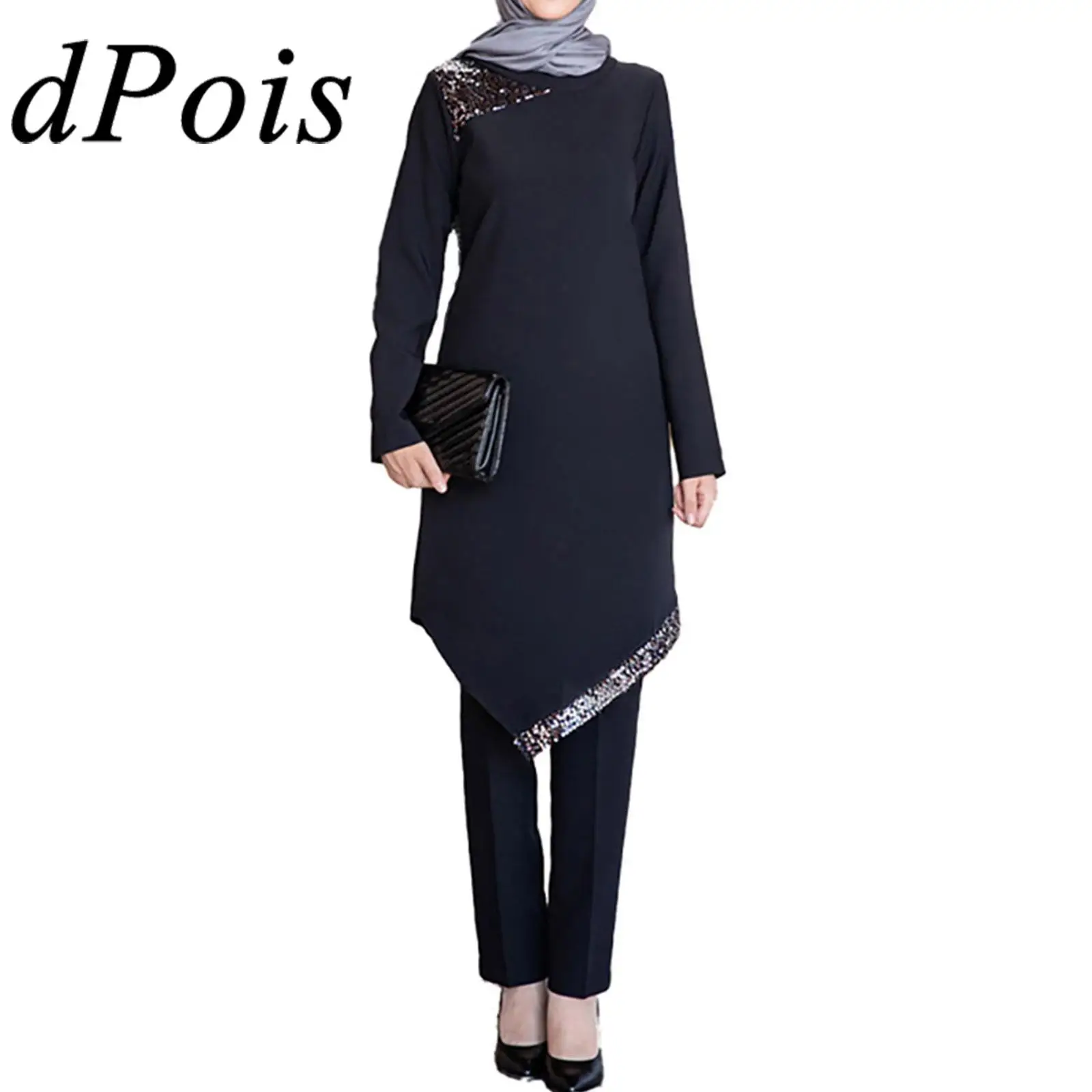 

Женский костюм-двойка с длинным рукавом и длинными брюками