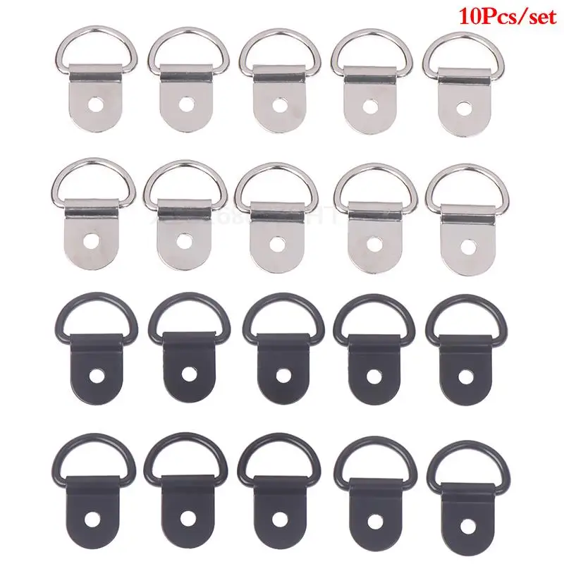 

10pcs Black D Shape Pull Hook Tie Down Anchors Ring Iron Stainless Steel Cargo Tie Down Ring for Car Truck Trailers RV Boats