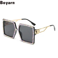 boyarn new box diamond sunglasses steampunk personality big frame glasses trend brand same sunglasses women