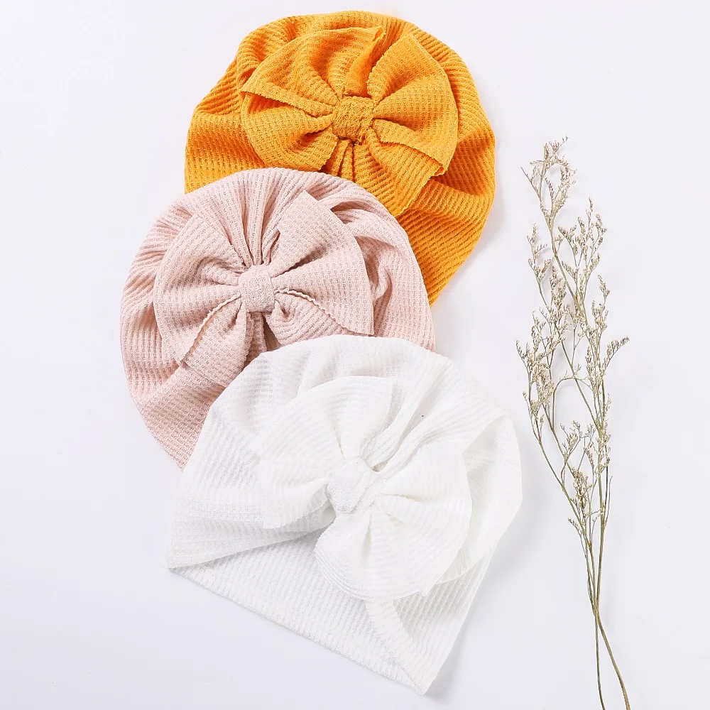 

New Waffle Beanie for Baby Girls Headwear Headwrap Newborn Bunny Hat Baby Stuff Kids Turban Hat Toddler Cute Knitted Bonnet