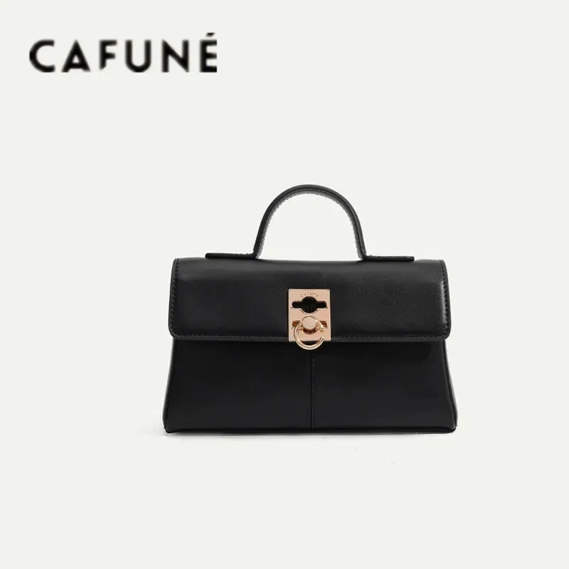 

CAFUNE Women's Cowhide Vintage Briefcase Stance Wallet Shoulder Crossbody Commuter Carry Bag Messenger Handbag Bolsas Femininas