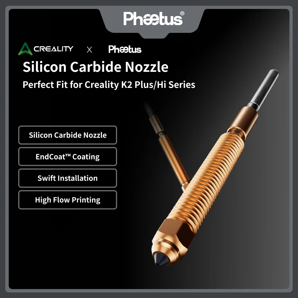 Фото Карбид кремния Phaetus для насадок Creality K2 Plus, комплект насадок для быстрой замены, цельнометаллический дизайн для Creality K2 Plus, аксессуары для 3D-принтеров №1