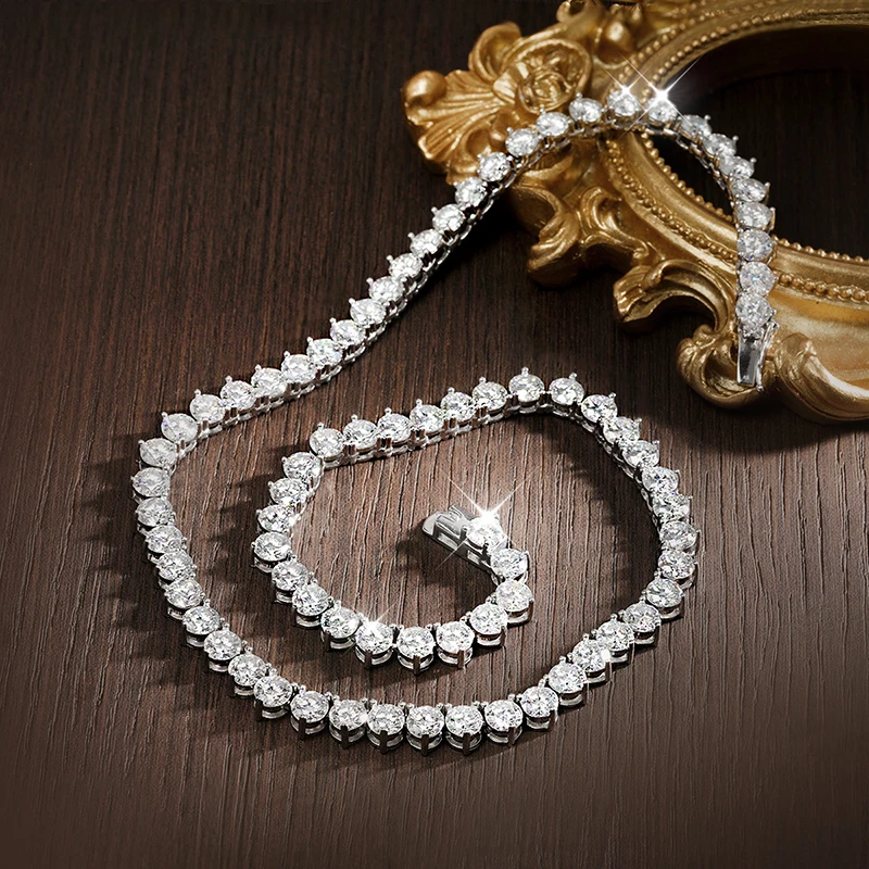 KNOBSPIN 3 когтя D VVS1 муассанит теннисное ожерелье 3/4/5 мм GRA сертифицированное