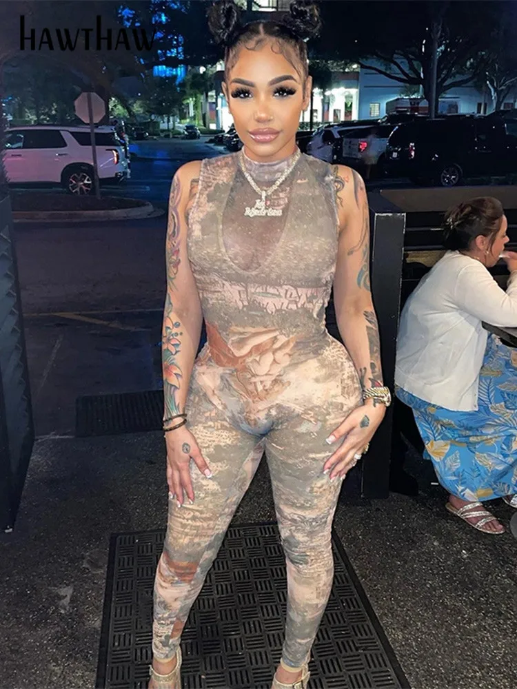 

Женский Облегающий комбинезон без рукавов Hawthaw, комбинезон, Цельный Наряд, летняя одежда 2022, оптовая продажа товаров для бизнеса