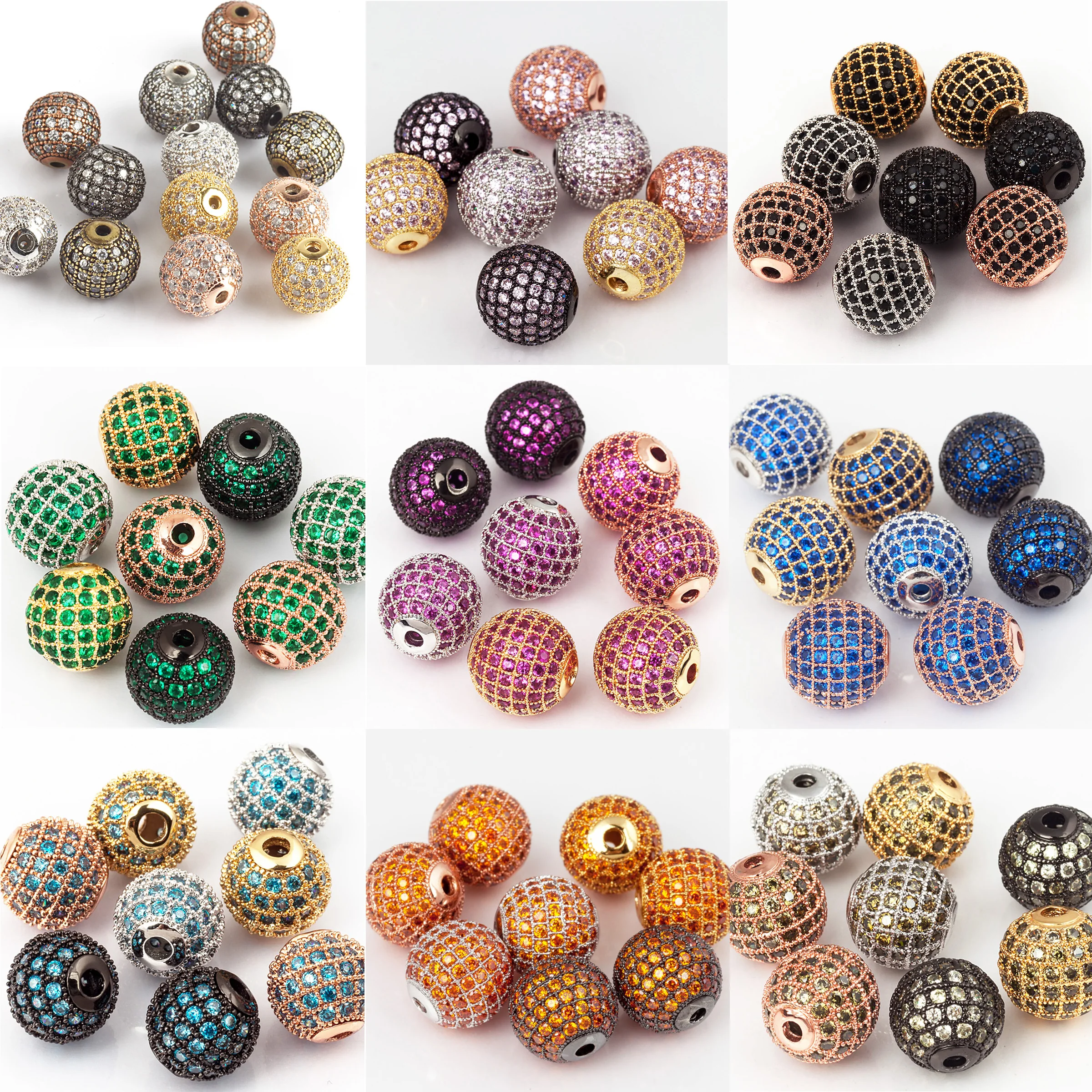 Бусины-шарики из циркония 4/6/8/10/12/14/16/18 мм