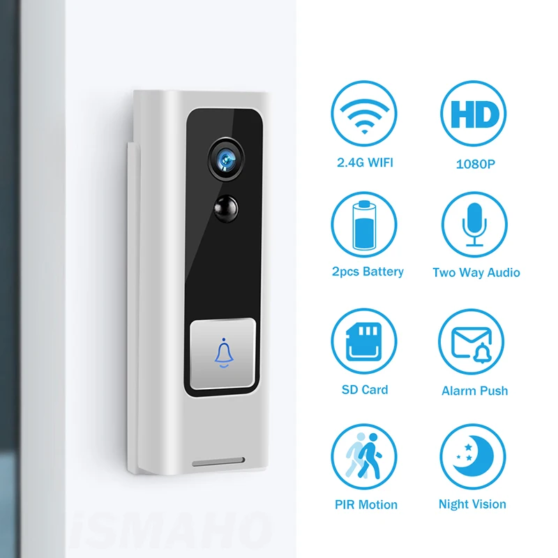 

Wireless Intercom Doorbell HD Visual Remote Doorhole Rechargeable Auto Capture Video Talk Smart Wifi Bell Support Voice Change