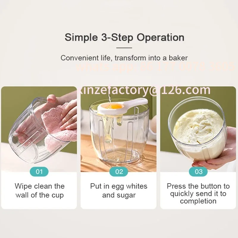 Фото Настраиваемый бытовой автоматический венчик, электрический вспениватель молока, миксер для взбитых сливок, USB перезаряжаемый пищевой блендер, беспроводной венчик №5