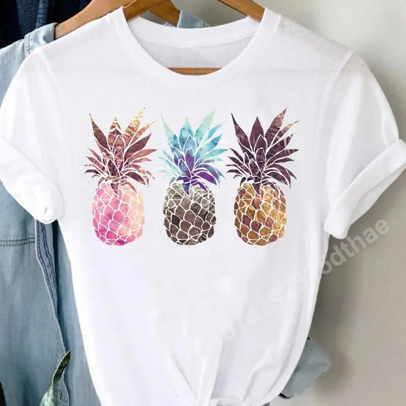 

Pineapple Pattern Sweet T-Shirts Fashion Women's Casual Clothing Short Sleeve Regular Female Harajuk Tops Oversized Tees Shirt