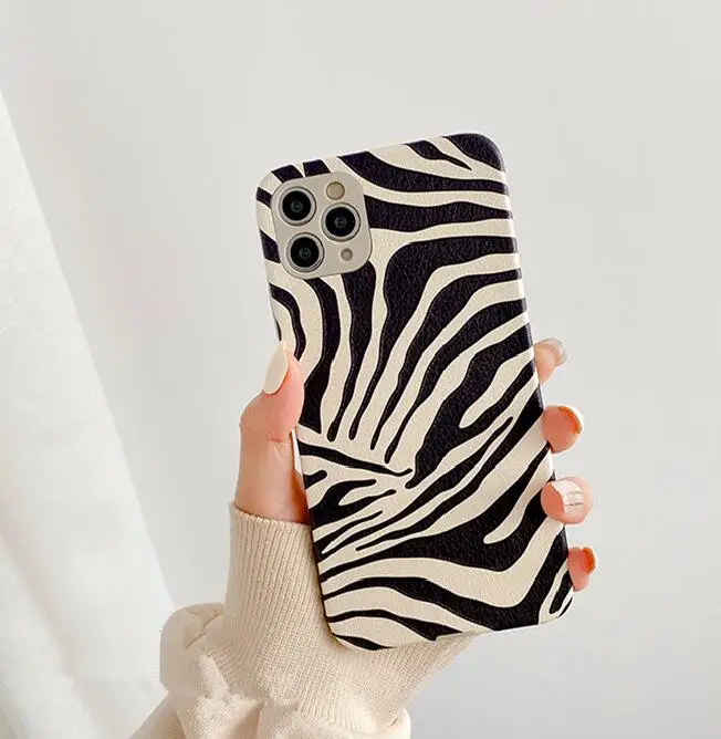

Gimfun Cartoon Zebra Pattern Phone Case for IPhone 12 Pro Max 13 7 Plus X XR Xsmax Leather Leopard Shockproof 11 Pro Back Cover