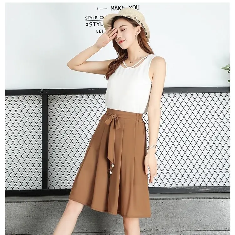 2023 Summer Big Size Women Loose Wide Leg Chiffon Shorts Slim Lady High Waist Thin Skirt Shorts Girl Shorts Streatwear Hot W38