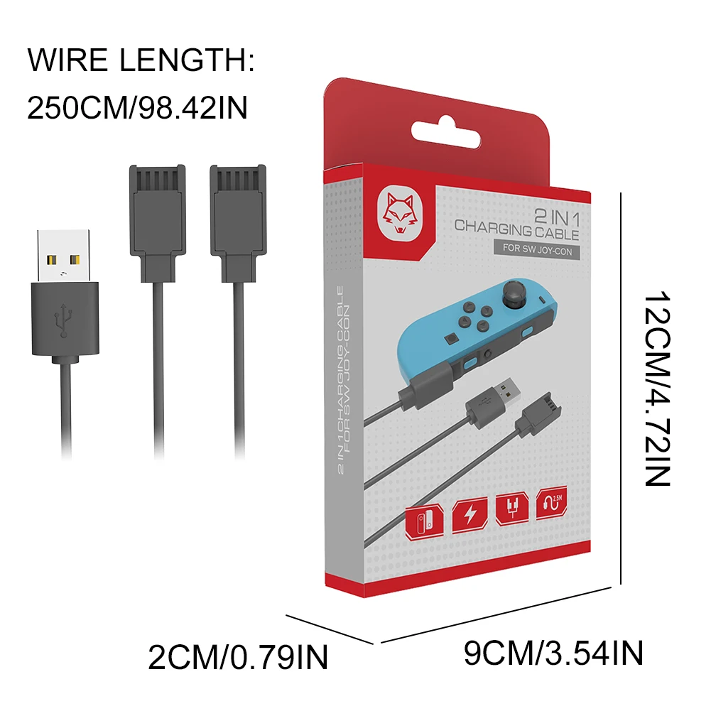 USB-кабель для зарядного устройства контроллера Joycon 2 в 1