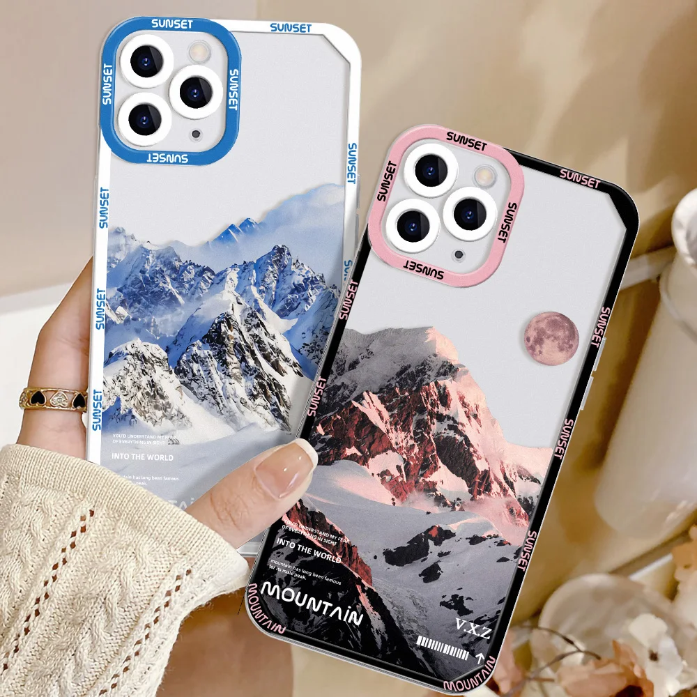 Soft TPU Phone Case For Samsung S24 Ultra A55 A54 5G Funda S23 S22 S21 A52S A53 A33 A35 A34 A71 A73 A05S A03 A72 Mountains Cover