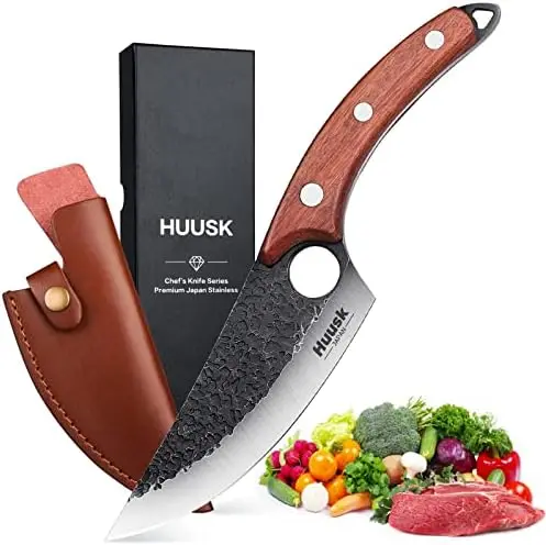

- Cuchillo vikingo, cuchillos japoneses de carnicero forjados con vaina, acero de alto carbono, cuchillo de chef japonés para c