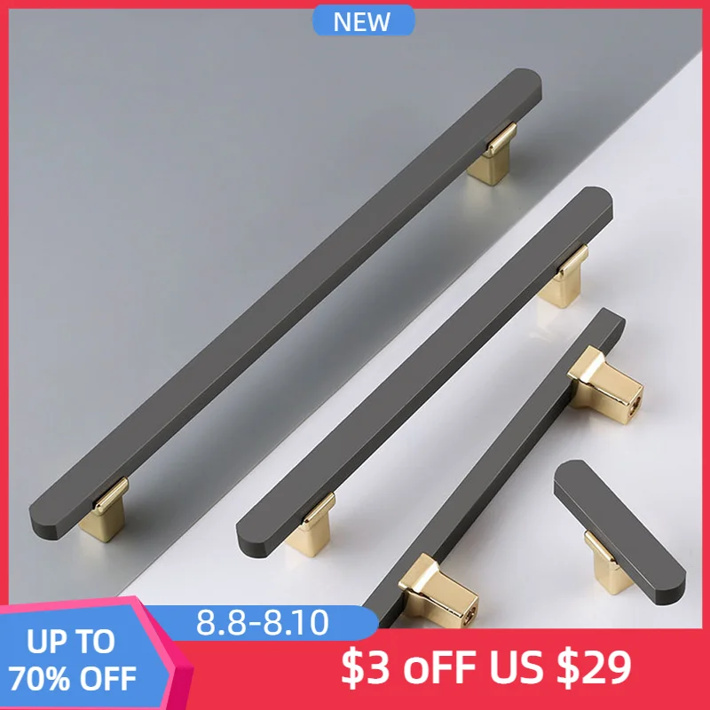 

Nordic Furniture Cabinet Handle Grey Gold Solid T Bar Luxury Kitchen Cupboard Drawer Wardrobe Door Pull Room Home Round Knobs