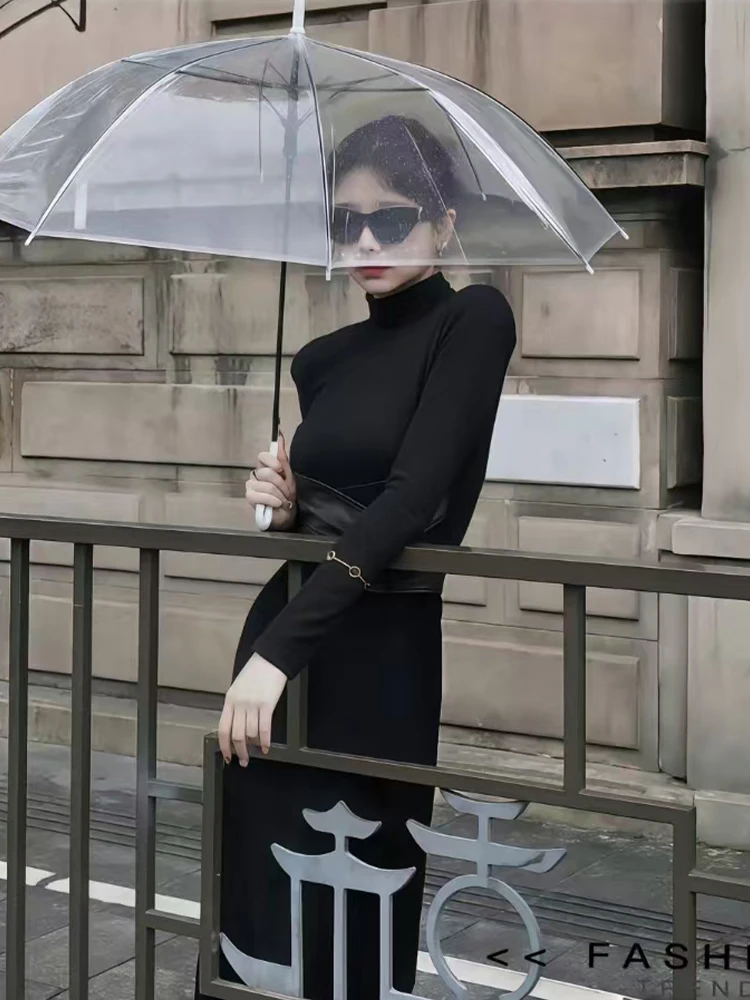 Осеннее новое сексуальное высококачественное темпераментное черное платье с