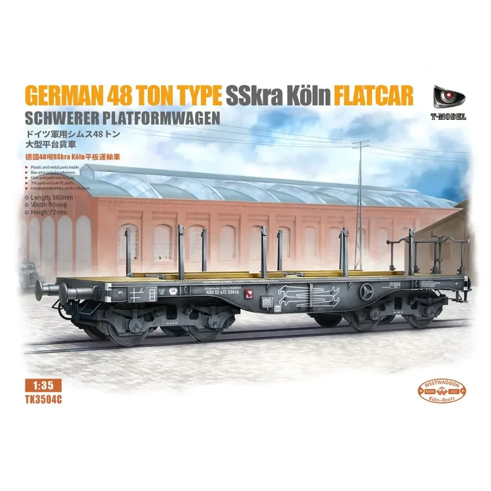 T-MODEL TK3504C 1/35 немецкий 48 тонн тип SSkra Koln Flatcar Schwerer Platformwagen — комплект масштабной