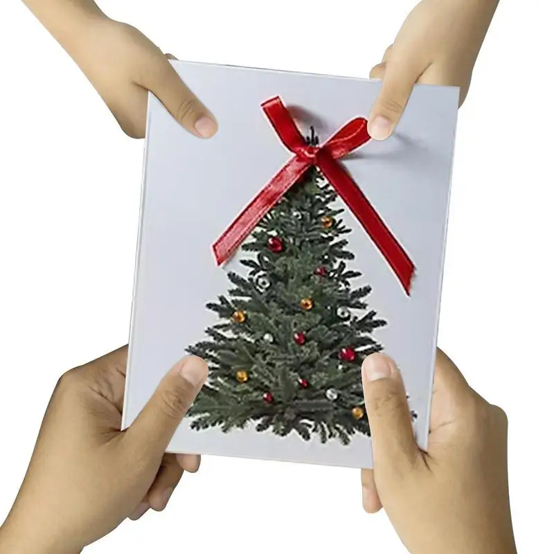 

Christmas Tree Greeting Card Merry Christmas Greeting Cards With Tree Pattern Winter Landscapes Thank-You Cards For Wedding Part