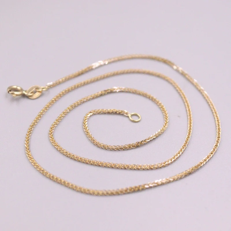 

Женская цепочка из белого золота AU750 Pure 18K желтого цвета 1,2 мм Ожерелье в виде пшеничного колоска 2,4g/15,7 дюйма