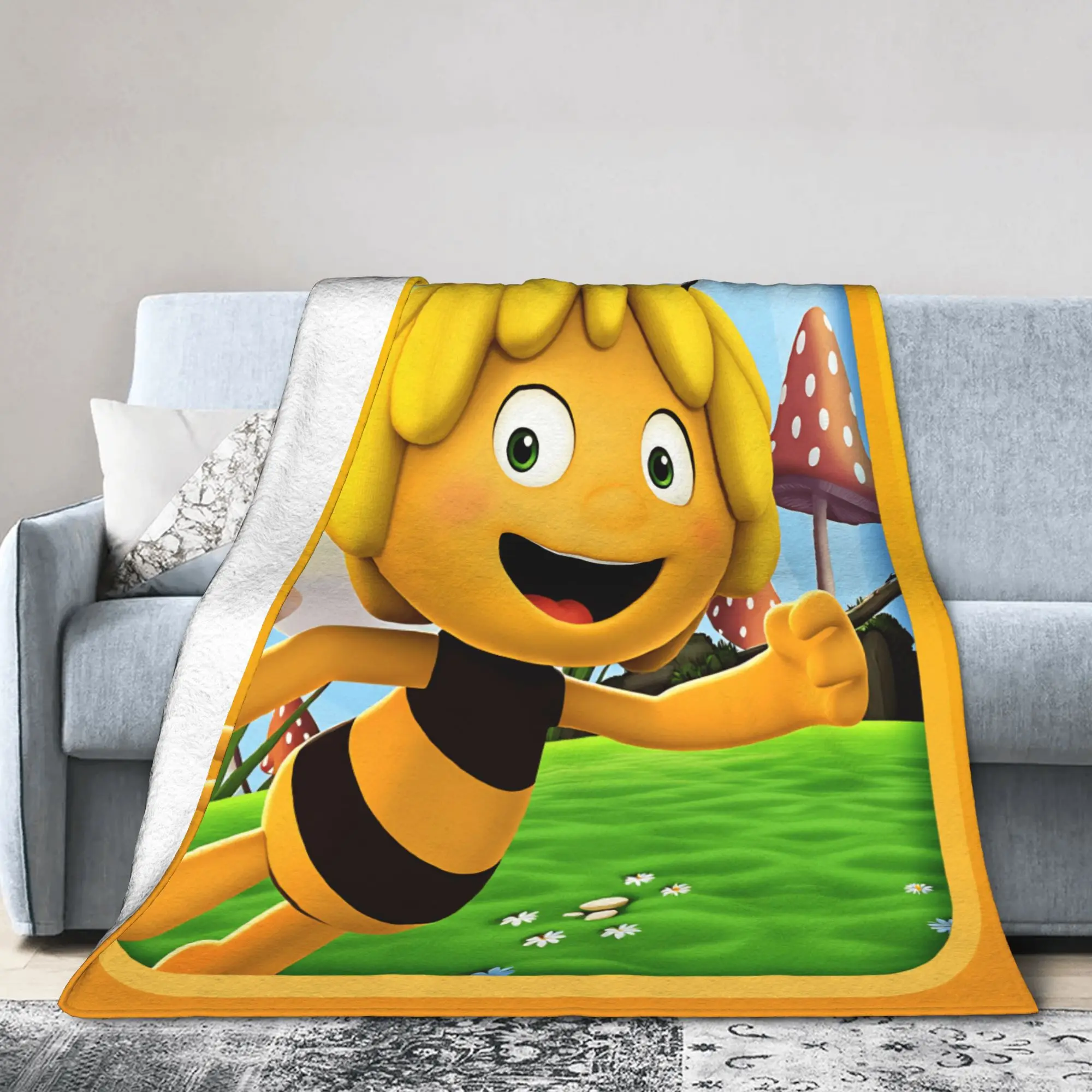 Фото Супер мягкие одеяла для детей и взрослых, пикника M-Maya the B-Bee, фланелевое покрывало для дивана, стула, чехол для дивана-кровати №3