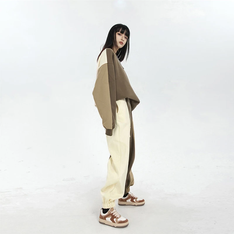 Women's 2022 Fashion New Cotton Tracksuit Spring Autumn 2 Pieces Set Korean Contrast Sweatshirt + Sweatpants Casual Sports Suit enlarge