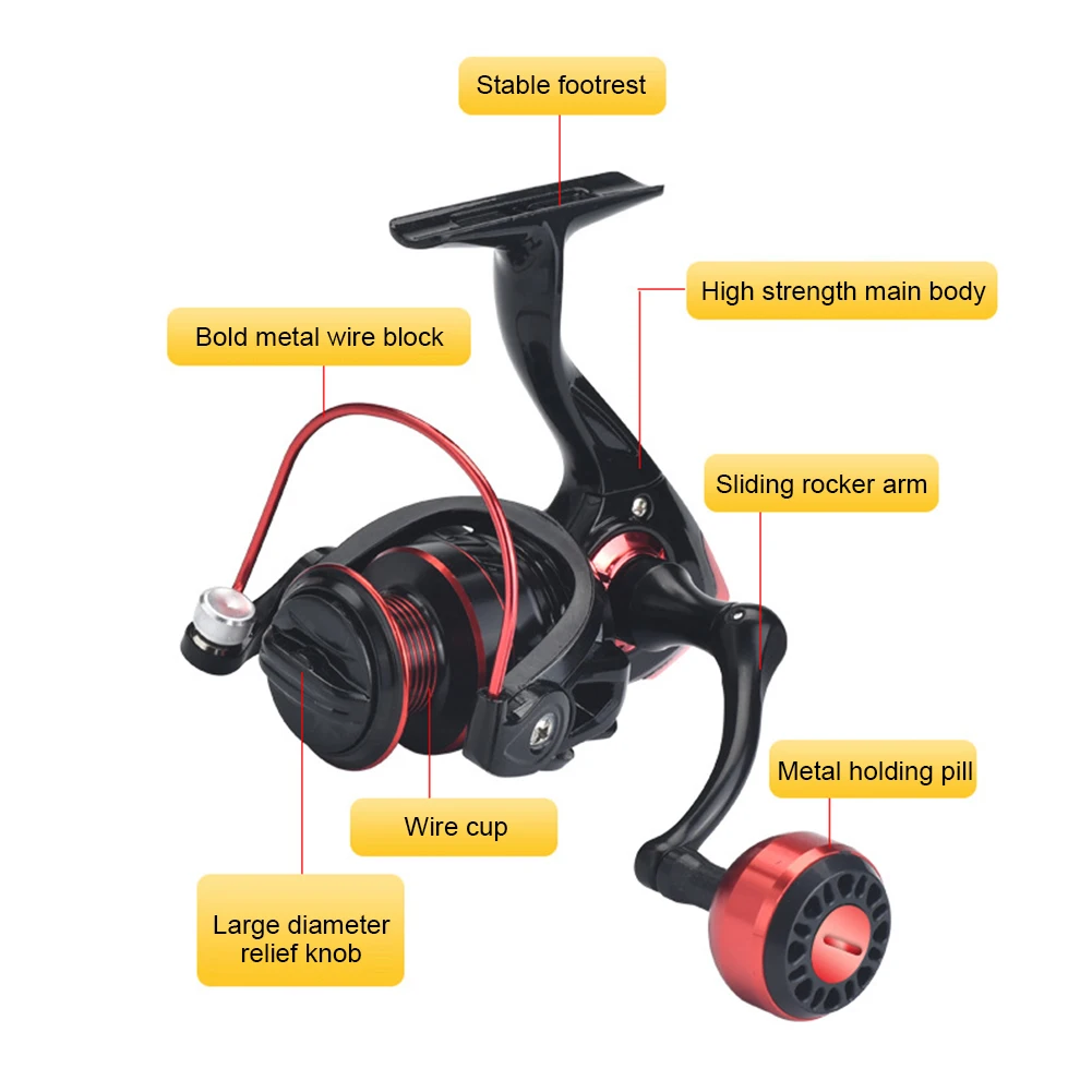 

1000-7000 Metal Spinning Wheel Gear Ratio 5.2/1 Stainless Steel Metal Spool Fishing Reels 10kg Max Drag for Saltwater Freshwater