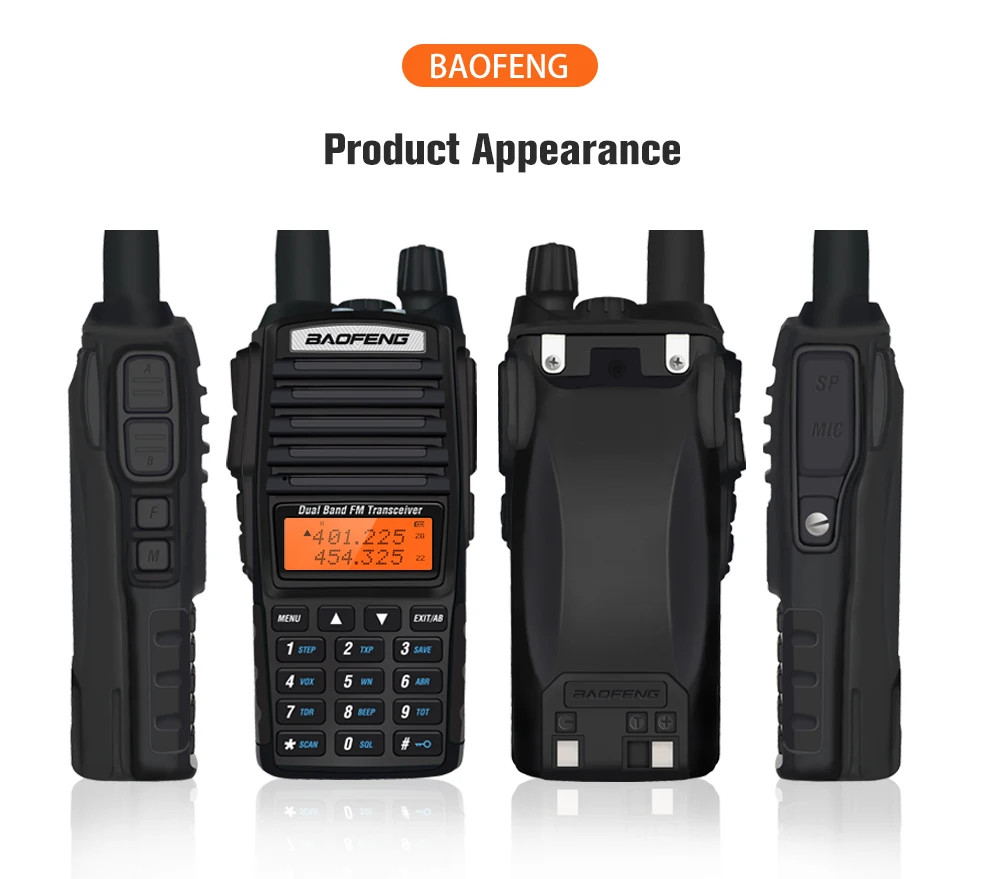 Power 8W Walkie Talkie Baofeng UV-82 Dual PTT Two-way Radio Dual Band VHF/UHF Amateur Radio Receiver UV82 Hunting Transceiver