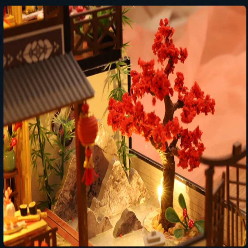 Фото OUZEY Oriental Forest Retreat DIY, 3D деревянный дом-чердак, большая винтажная модель для подростков №3