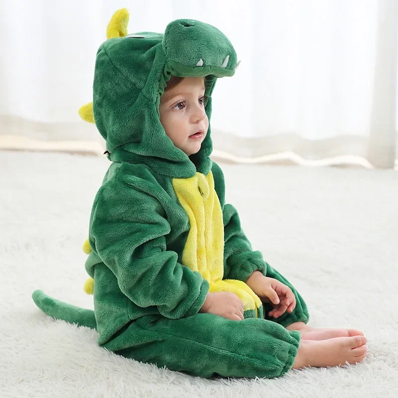 Animal Bear Giraffe Frog Kigurumi Costume Baby Infant Toddler Winter Pajamas Jumpsuit Flannel Birthday Holloween Fancy Dress