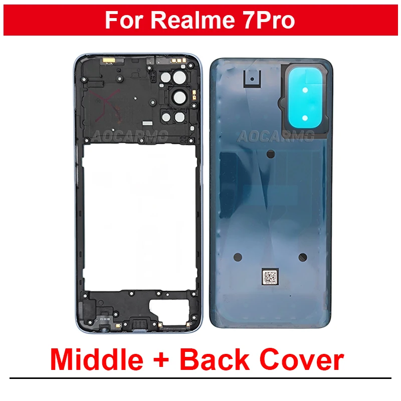 

For Realme 7 Pro 7Pro Middle Frame + Rear Door Battery Cover Back Cover Replacement Parts