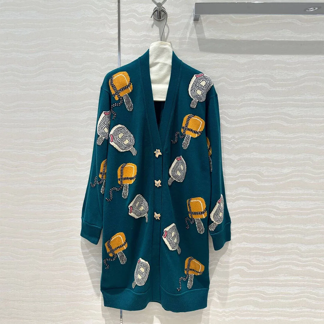 Женский длинный кардиган из шерсти и кашемира вязаный свитер с V-образным вырезом