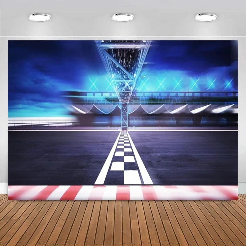 

Finish Line Race Track Background Stadium Arena Photography Backdrop Car Racing Motorsport Competitio Party Banner Decoration