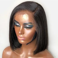 kinky straight bob wig 13x4 lace front human hair wigs short pre plucked brazilian remy 180 density transparent lace wig women
