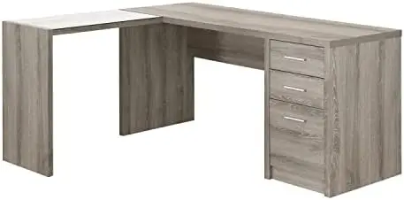 

Corner with Tempered Glass Computer Desk, 60"L x 55"W x 30"H, White