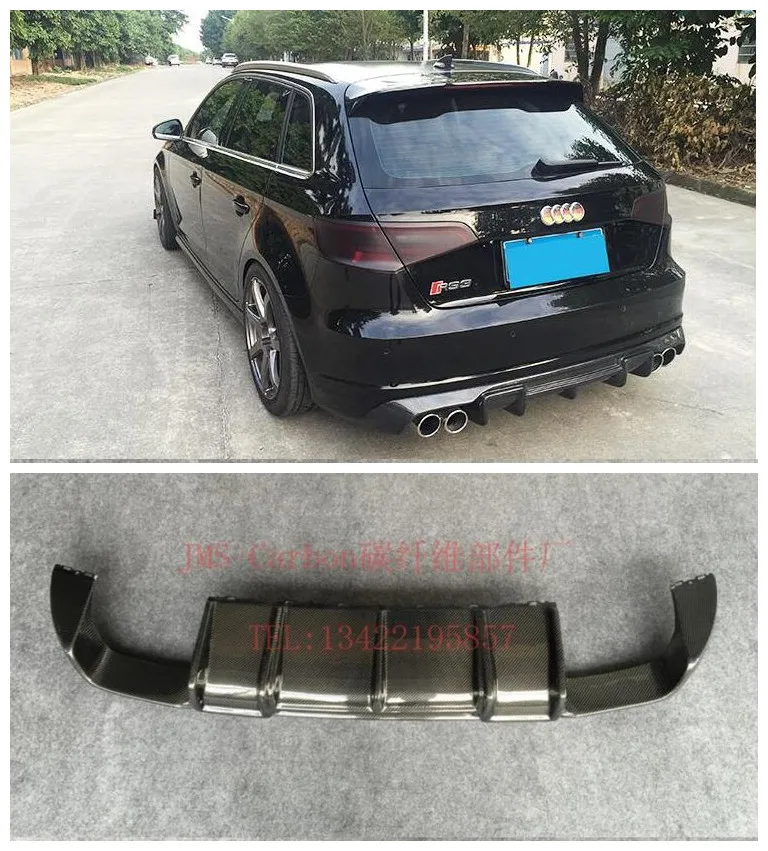 

Carbon Fiber Car Rear Trunk Lip Bumper Diffuser Splitters Protector For AUDI A3 S3 RS3 S-LINE Hatchback Sportback 2014-2017