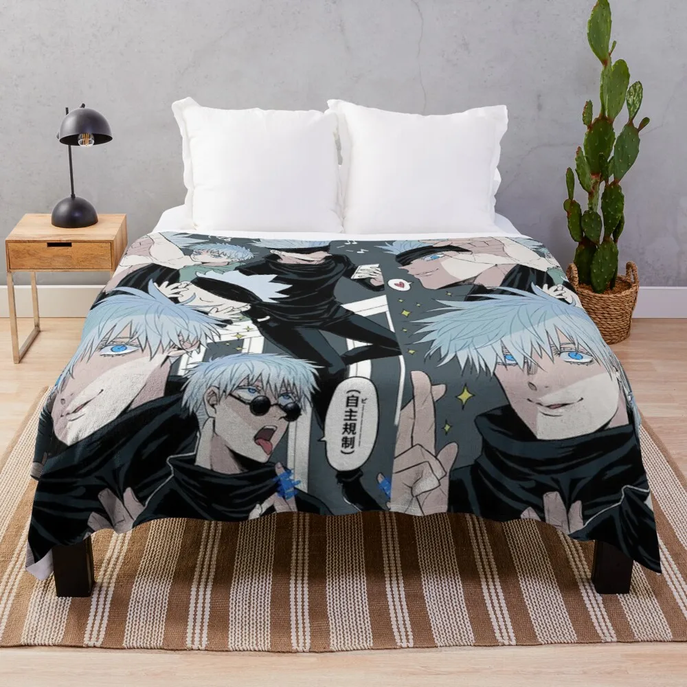 

Gojo Satoru juютсу Kaisen манга коллаж плед одеяло персонализированный подарок меховое одеяло s