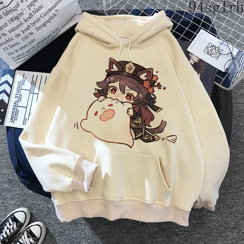 

Unisex Kawaii Genshin Impact Hoodies Women Harajuku Aesthetic Clothes Sweatshirts Cute Hu Tao Anime Printed Hoodie Streetwear